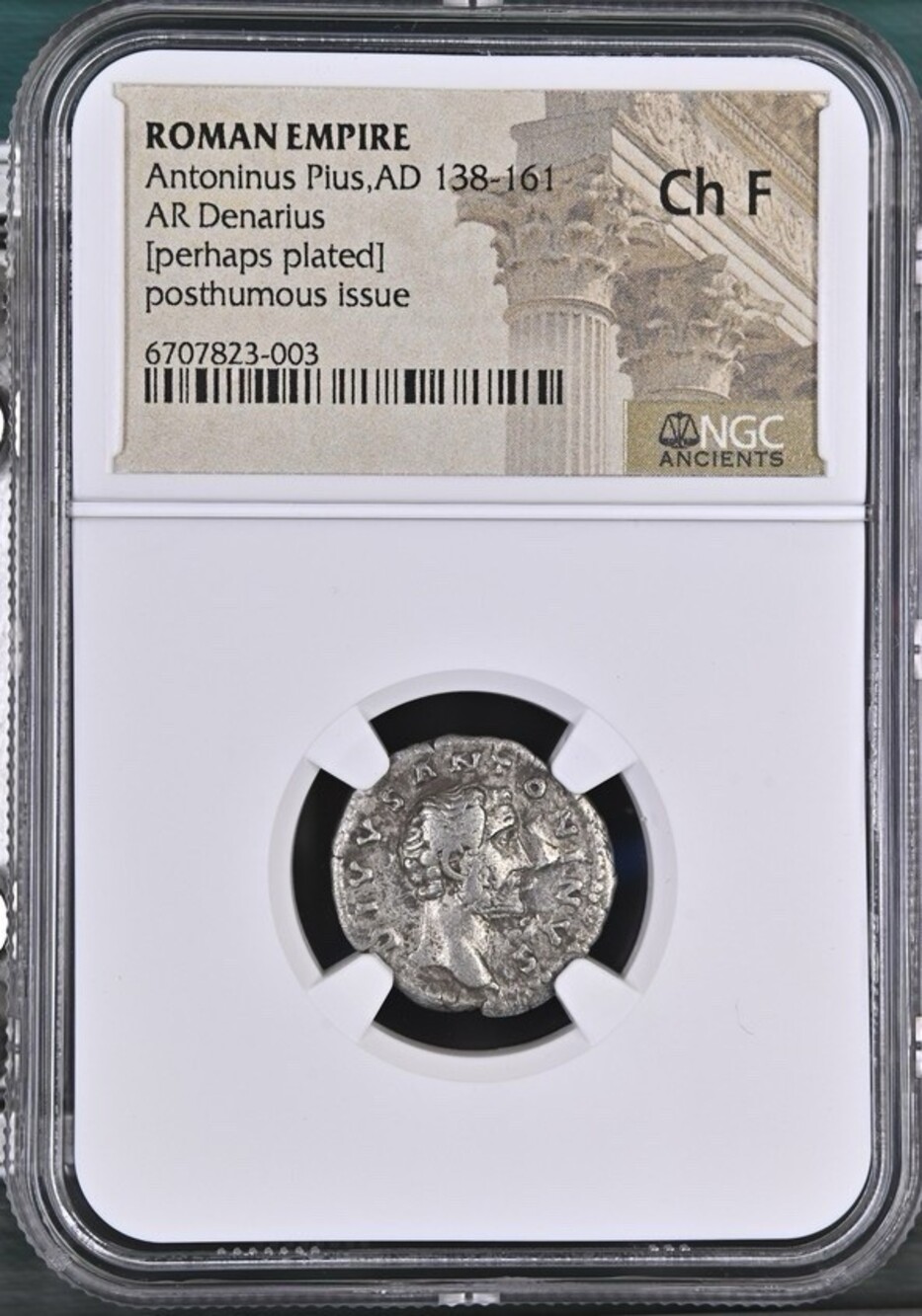 Antoninus Pius AR Denarius NGC CHOICE Fine (CH F) - Well Centered